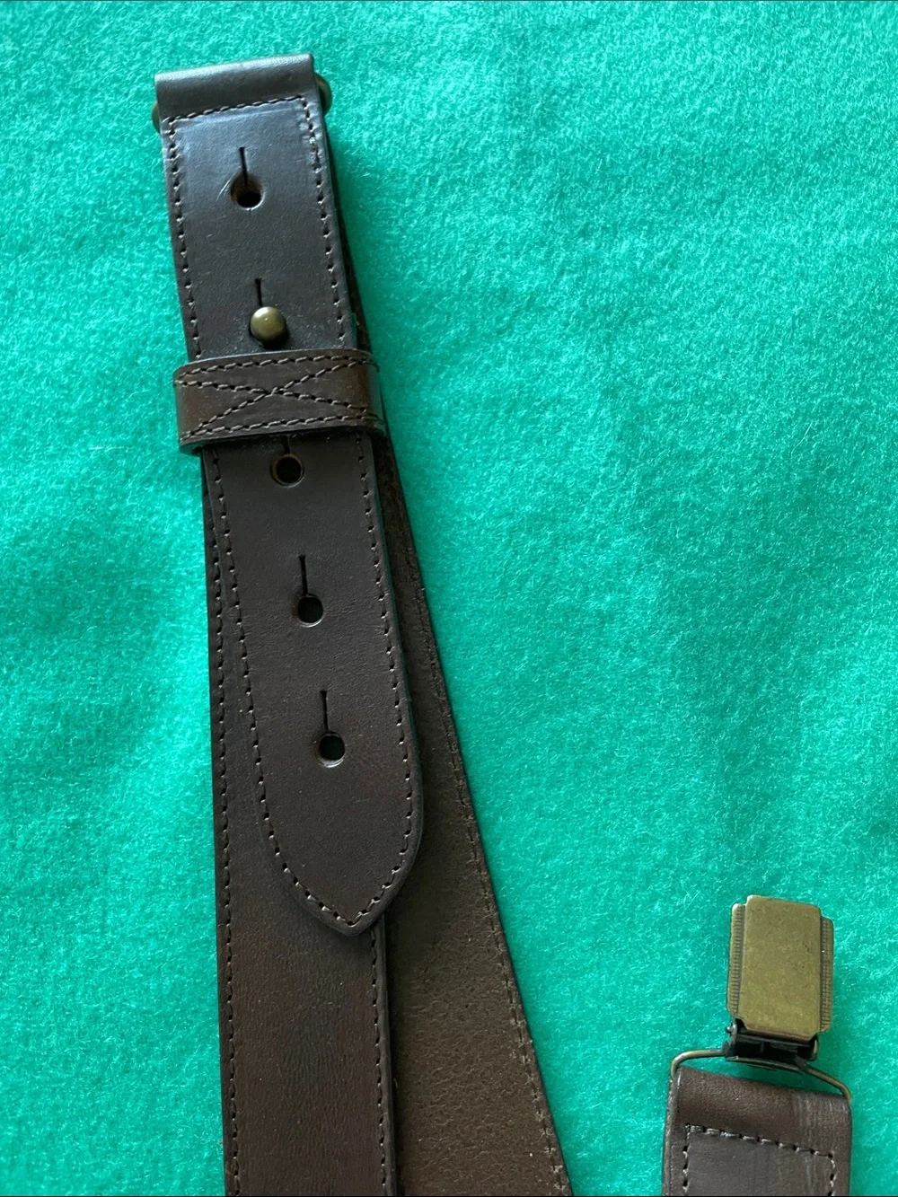 Women's Brown Leather Clip-On Suspenders - Classic Adjustable Style